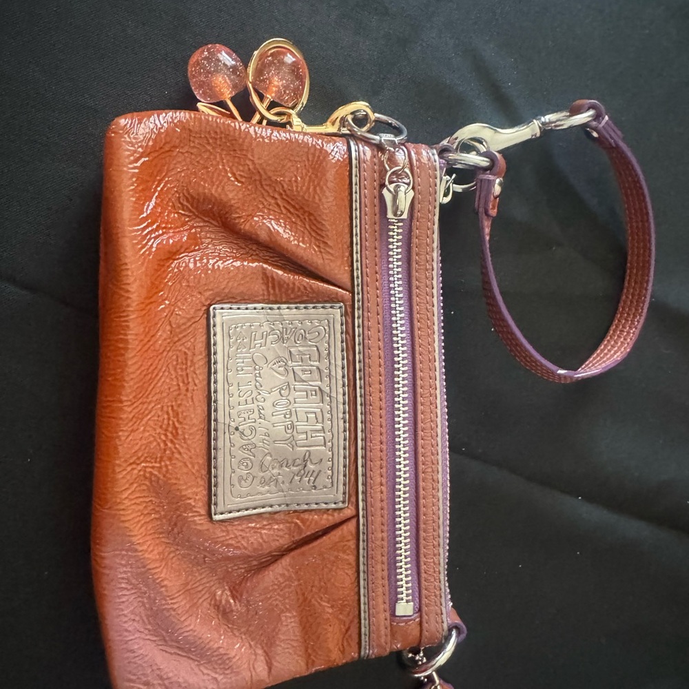 Coach Mahogany Leather Wristlet